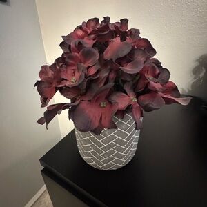 Elegant Burgundy Floral Arrangement in Gray Vase
